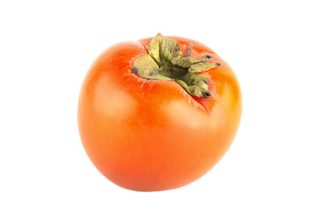 Ripe orange persimmon fruit isolated on white background. File contains clipping path. Full depth of field.