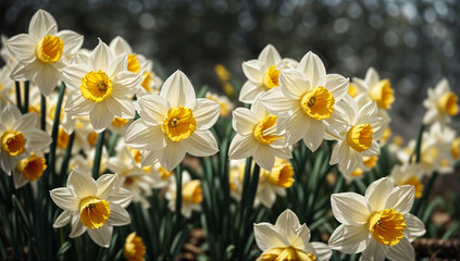 Exquisite and fragrant sweet-scented narcissus, also known as daffodils - AI Generative