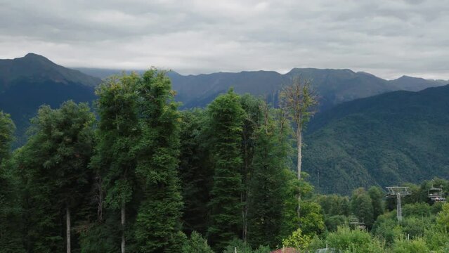 landscape of green mountains, sochi, rosa khutor
