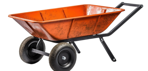Garden wheelbarrow on a light background. Generative artificial intelligence