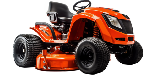 Tractor, lawn mower on a light transparent background.