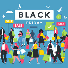 Black Friday Banner, with shop bags and sales