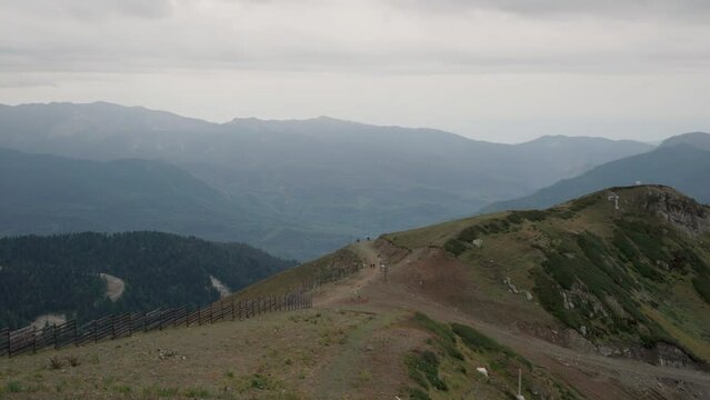 landscape of green mountains, sochi, rosa khutor