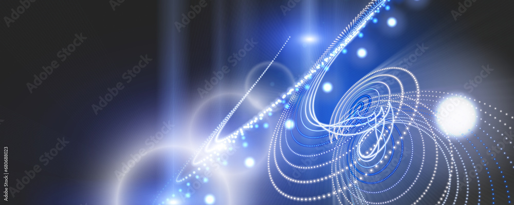 Poster futuristic particle object panorama background design illustration with lights