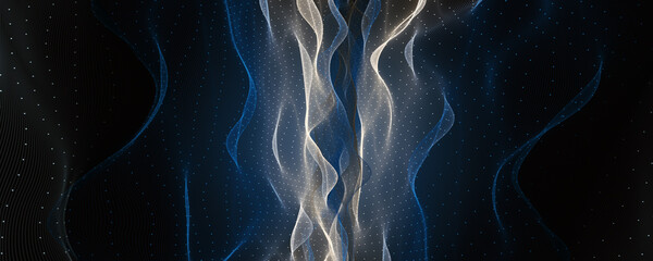 Futuristic particle wave panorama background design illustration