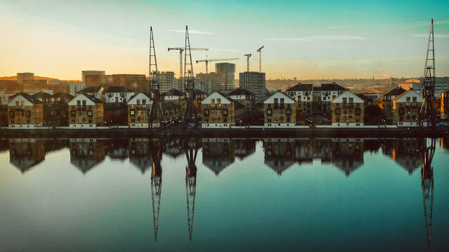 Bayside in london with crane