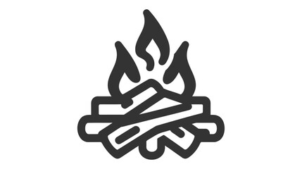 Camp fire icon. Bonfire burning on firewood sign. Vector