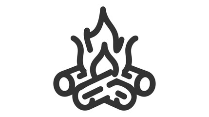 Camp fire icon. Bonfire burning on firewood sign. Vector