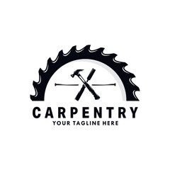 Woodwork and Carpentry Logo Design Template - obrazy, fototapety, plakaty