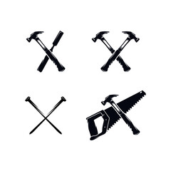 Set of Saw and Hammer Symbol Logo design