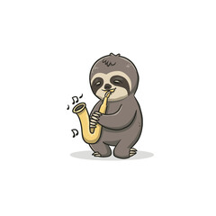 Cute Sloth Activities Vector Illustration