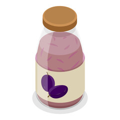 3D Isometric Flat Vector Set of Jam Glass Jars, Natural Oganic Products. Item 2