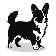 Corgi silhouettes and icons. black flat color simple elegant Corgi animal vector and illustration.