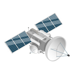 3D Isometric Flat Vector Set of Spacecraft Shuttles and Satellites, Exploration of Cosmos. Item 6