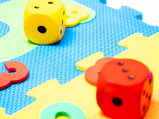 Educational games. Colored cubes and numbers for kindergarten. Puzzles. - 680691878