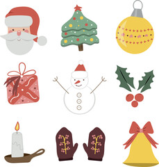 christmas icons set for new year