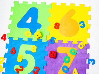 Educational games. Colored cubes and numbers for kindergarten. Puzzles. - 680692007