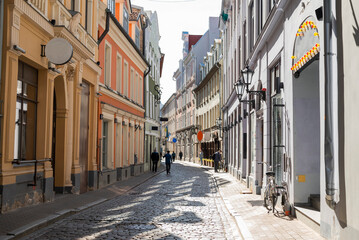 center of the old town street in Riga Latvia