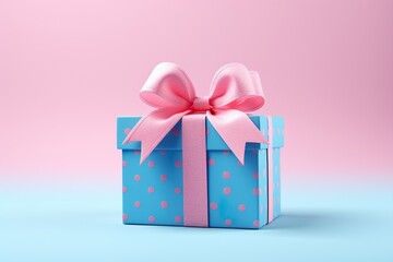 Obraz premium A stylish gift box on a serene blue background. Perfect for conveying warmth and sophistication.