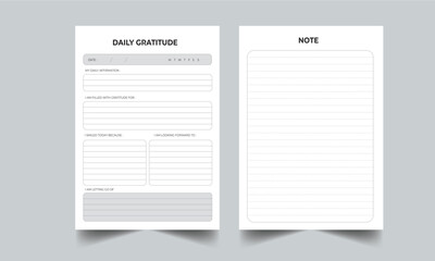 Fototapeta na wymiar Daily Gratitude Journal and tracker printable kdp interior design template