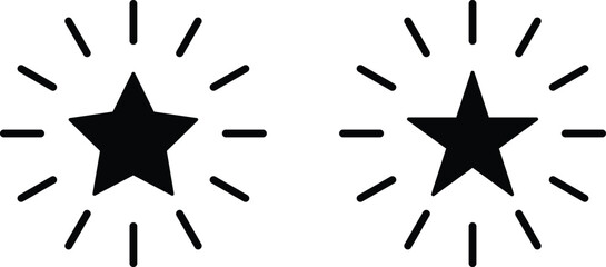 Shining star icon set vector isolated on white background