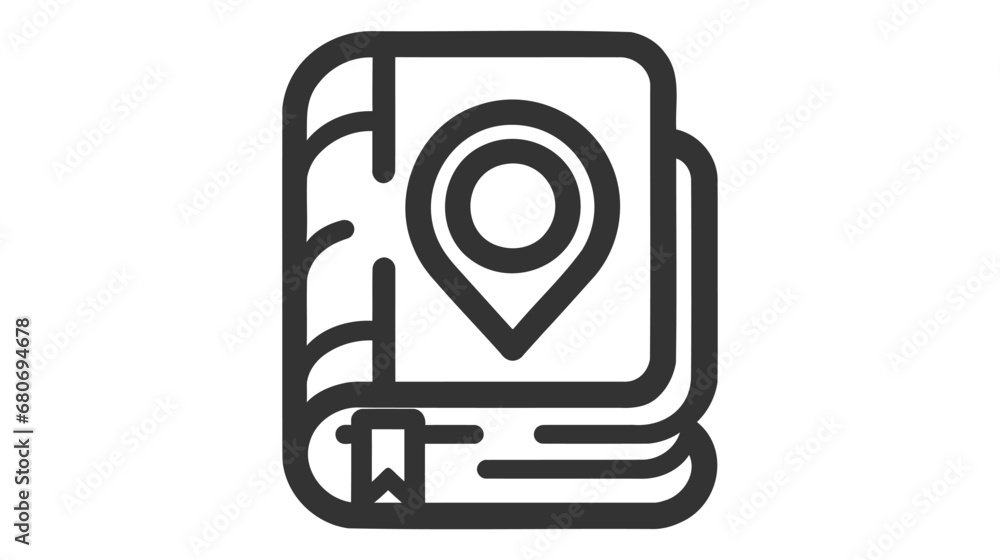 Poster map pin book logo template, library location icon design, book store pointer symbol - vector.