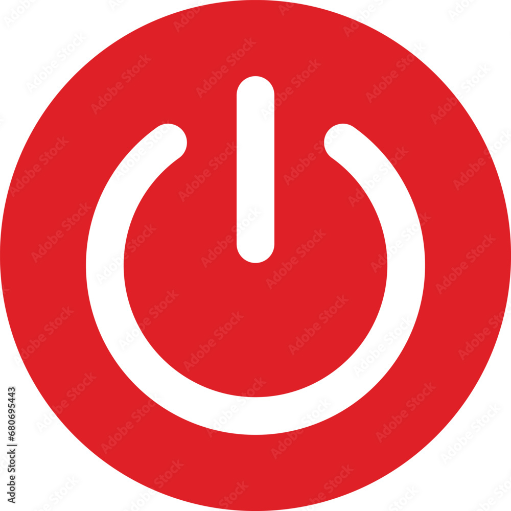 Poster Switch off button . Red power button isolated on white background . Shut down icon