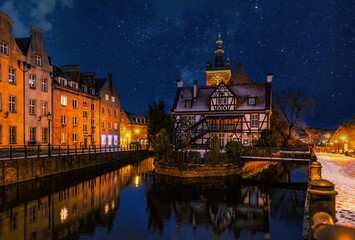Obraz premium Old miller's house and watermill in Gdansk 