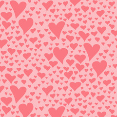Seamless pattern of hand drawn hearts for Valentine's day, vector illustration