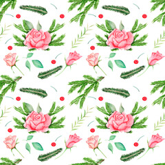 New year watercolor seamless pattern hand drawn The watercolor style will perfectly match your design.