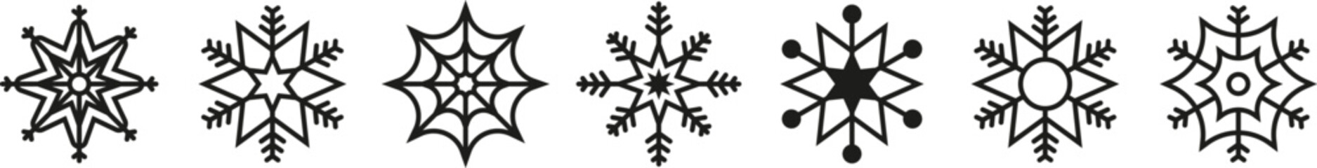 Collection of snowflakes. Snowflake shapes. Vector illustration