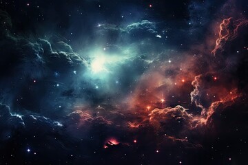 Beautiful infinite universe with billions of galaxies. Generative AI. - obrazy, fototapety, plakaty