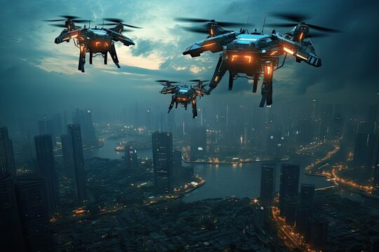 Modern high-tech city of the future. Generative AI Technology.