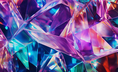 Iridescent Brilliance: Crafting an Abstract Crystal Prism Background with Diamond Gemstone Texture
