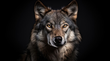 wolf in front of a dark background, generative ai 
