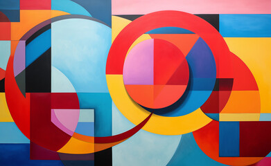 Dynamic Forms: Crafting an Engaging Composition with Vibrant Geometric Shapes