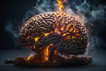 Brain fighting Burning thoughts and anxiety. Positive and Negative Mental Attitude. Divine Connection With Energy.