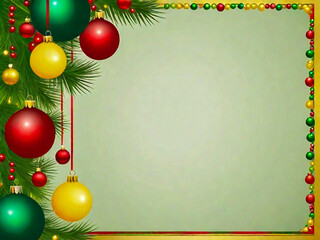 Christmas greeting card on a green background, copy space available