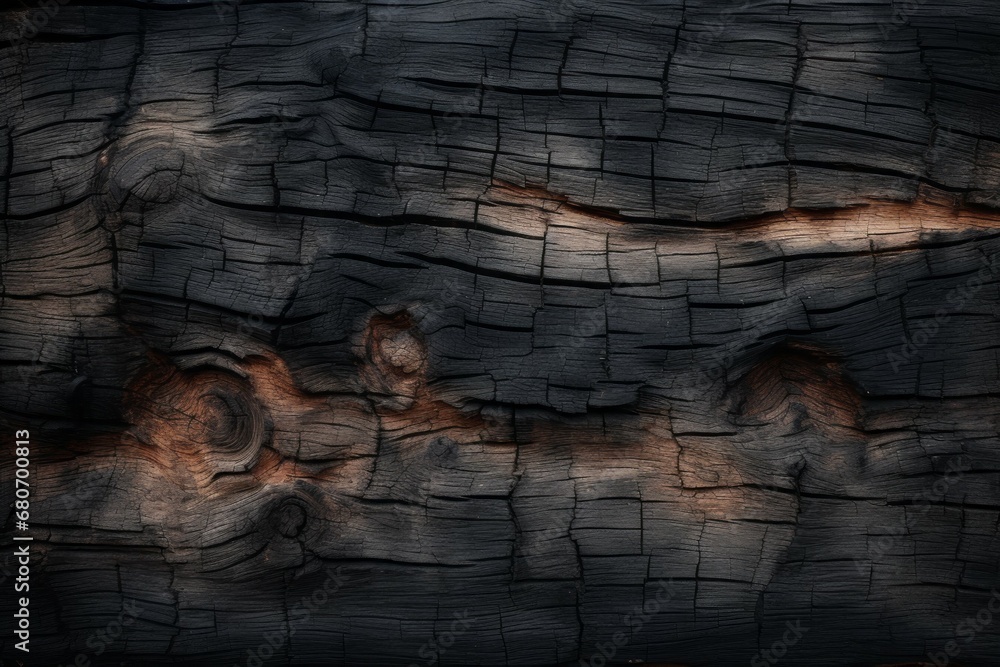 Poster rough textured uneven surface of burnt timber. background with copy space