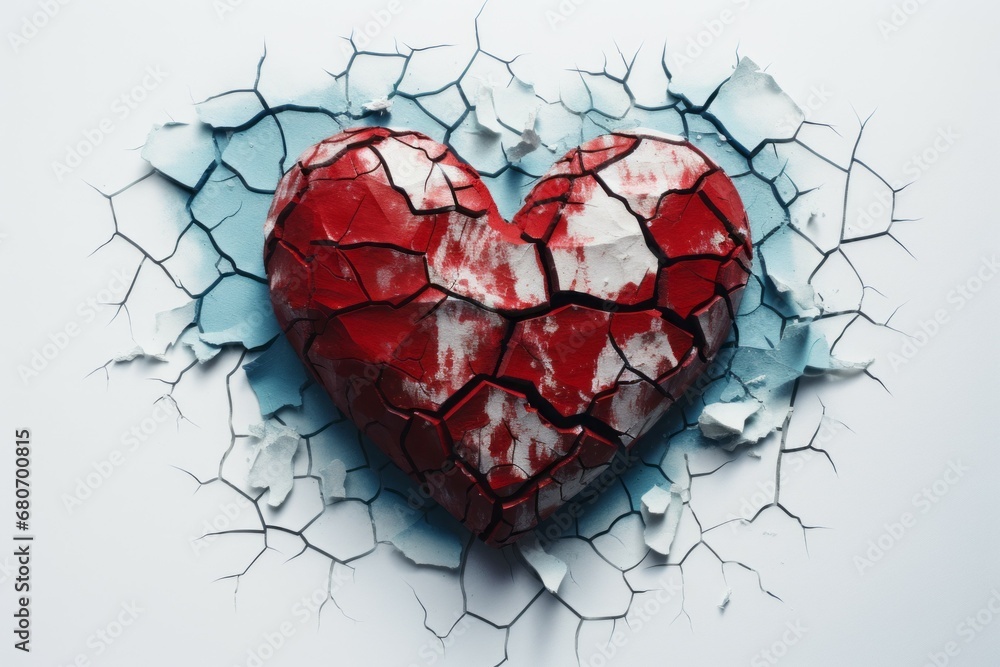 Aufkleber abstraction on the theme of a broken heart. background with selective focus and copy space for text