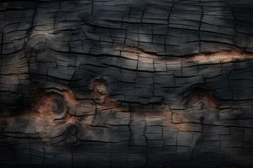 Papier Peint photo autocollant Texture du bois de chauffage Rough textured uneven surface of burnt timber. Background with copy space