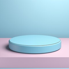 Blue and pink simple Circle podium product display platform for presentation. AI generated