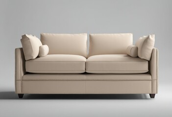 Beige two seater sofa isolated on grey background