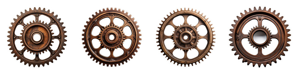 Rusty old cog wheel Hyperrealistic Highly Detailed Isolated On Transparent Background Png File - obrazy, fototapety, plakaty