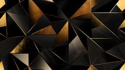 Matte gold and black abstract geometric patterns, seamless texture