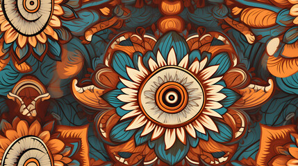 Intricate bohemian mandala pattern, seamless texture