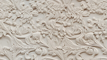 Intricate relief patterns on decorative plaster wall, seamless texture