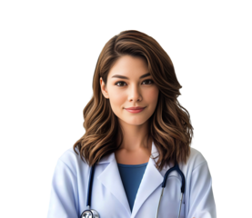 Woman doctor on a blank background