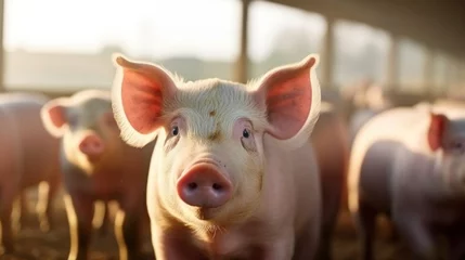 Fotobehang pig on a farm, animal husbandry, meat production © Jam