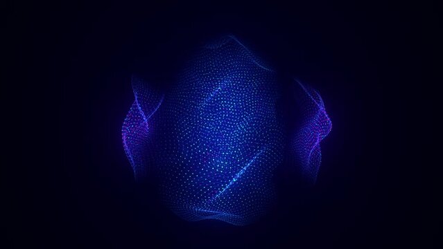 Technology blue sphere with connecting dots and lines. Digital abstract network structure. 3D rendering.